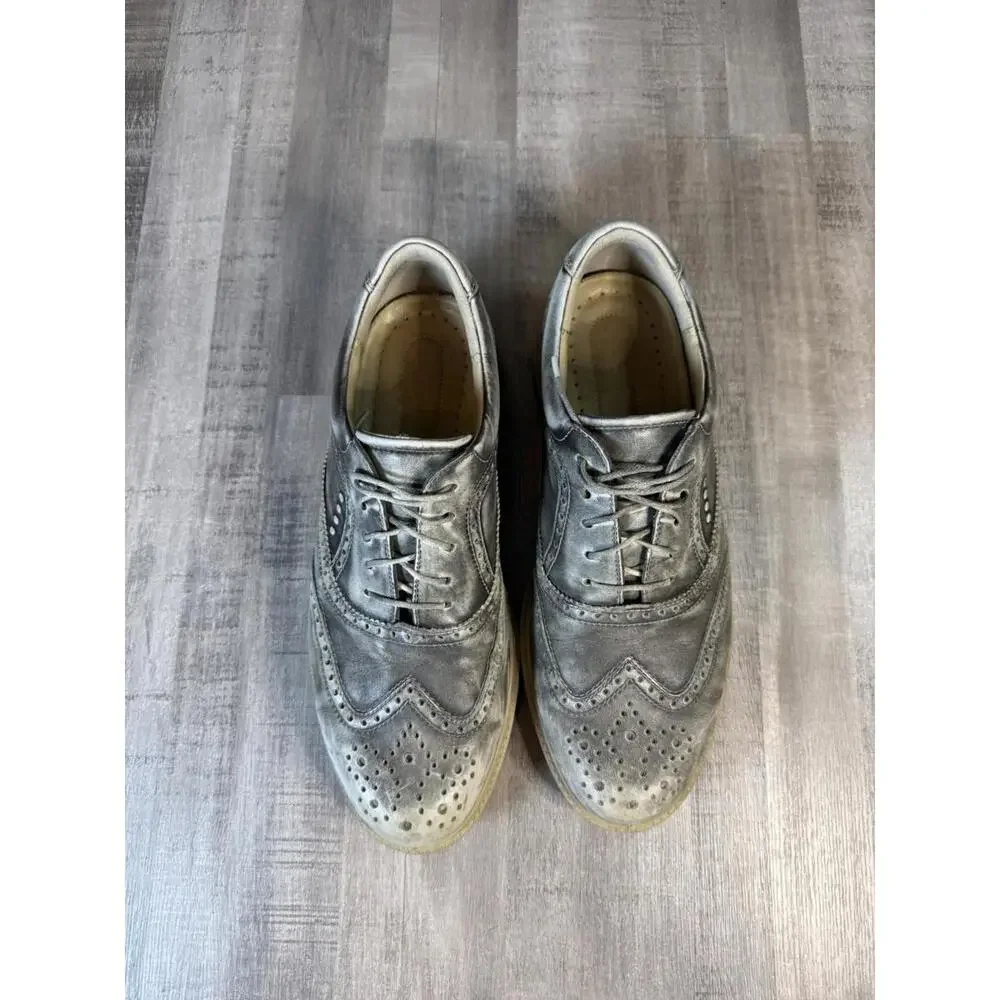 Ecco Tour Hybrid Wingtip Golf Shoes Men 43 EU 9-9.5 US Silver Leather Hydromax‎